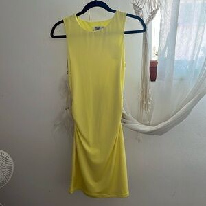 yellow tiger mist body con dress